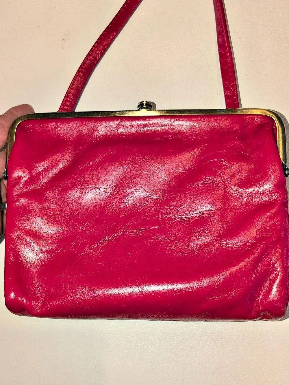 Hobo 96 HOBO Leather Frame Clutch in Red